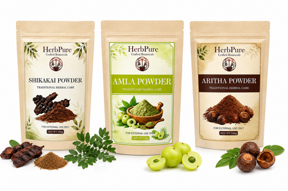 HerbPure Herbal Hair Care Combo – Amla, Reetha & Shikakai Powder (300g)