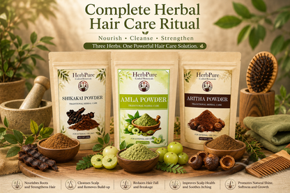 HerbPure Herbal Hair Care Combo – Amla, Reetha & Shikakai Powder (300g)