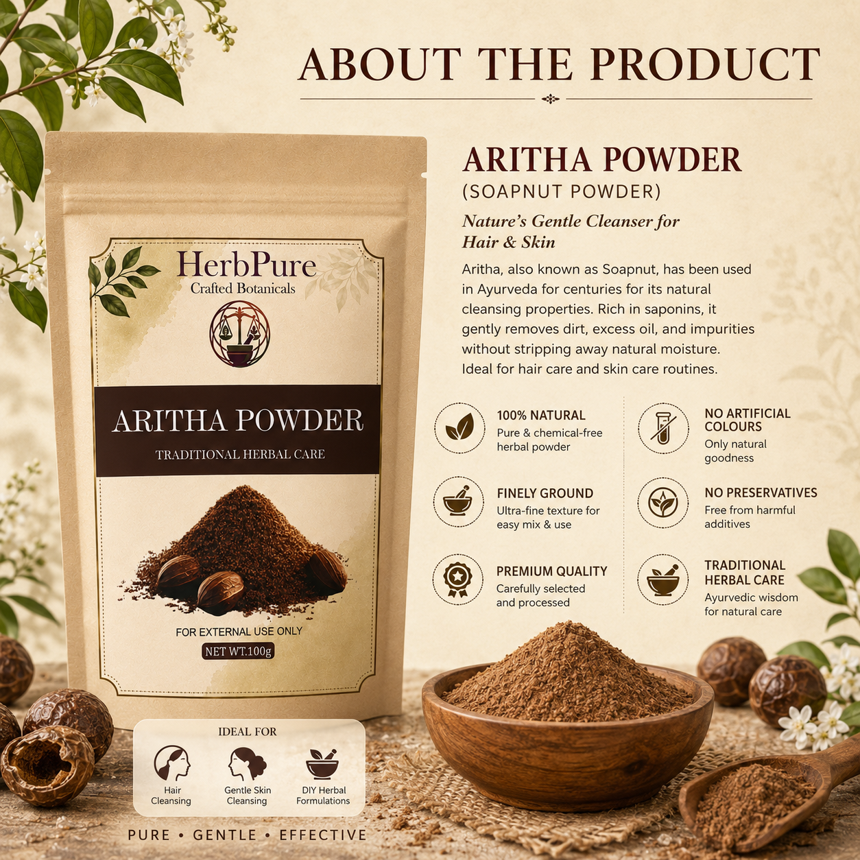 HerbPure Reetha Powder – 100% Pure & Natural