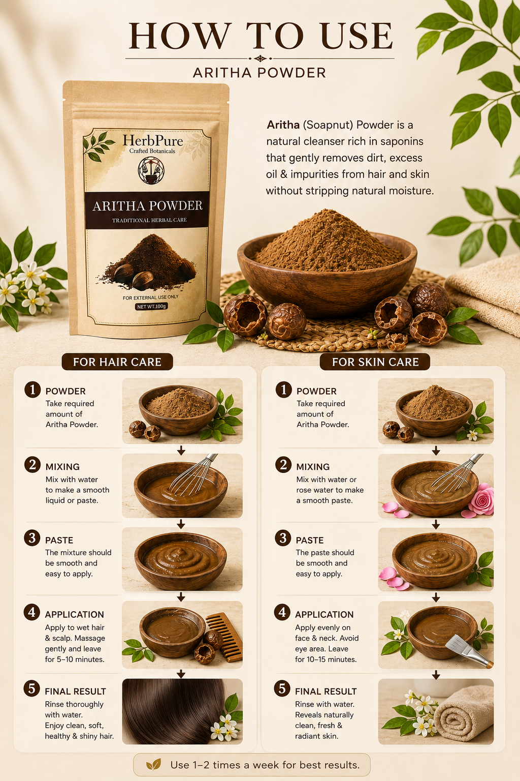 HerbPure Reetha Powder – 100% Pure & Natural