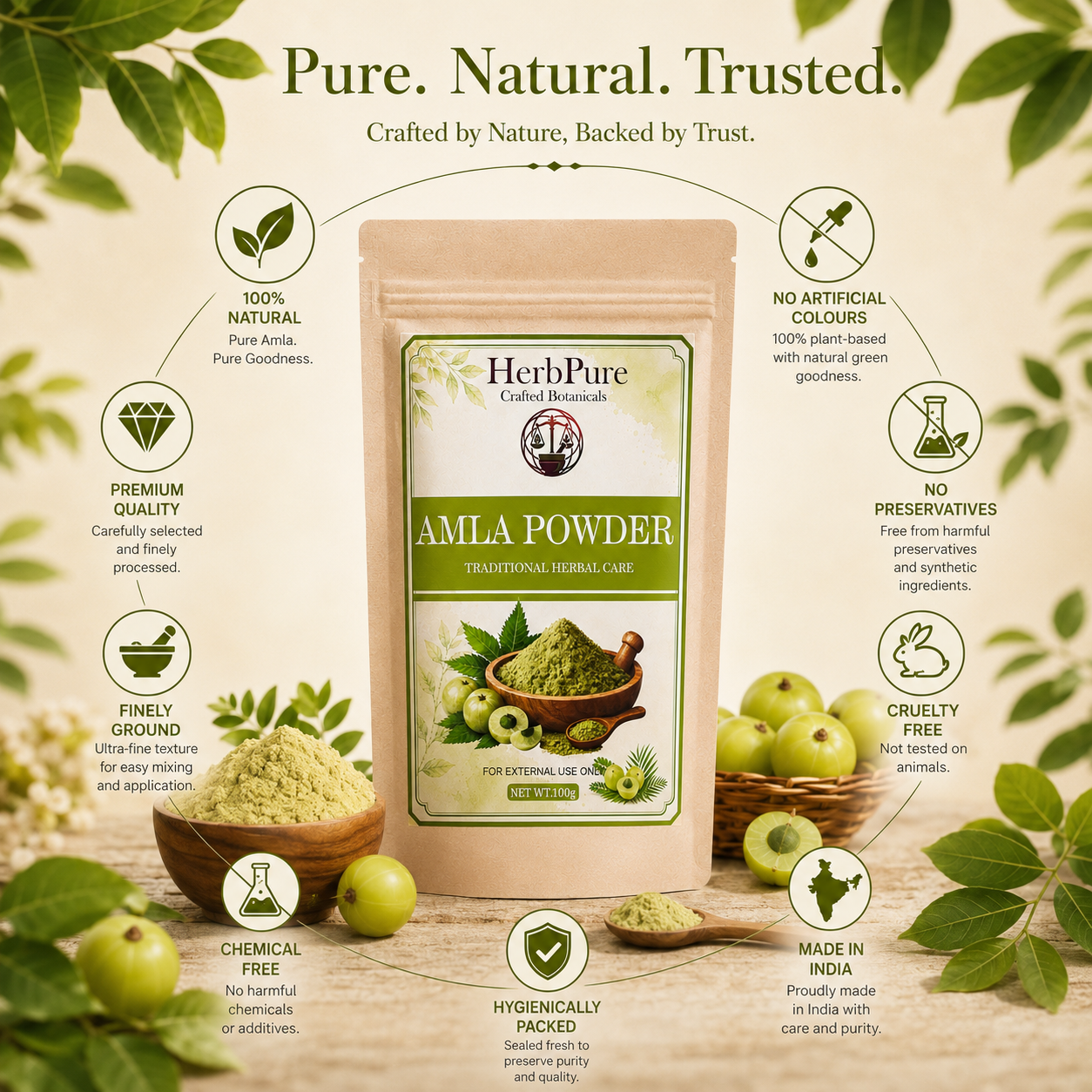 HerbPure Amla Powder – 100% Pure & Natural