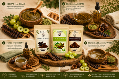 HerbPure Herbal Hair Care Combo – Amla, Reetha & Shikakai Powder (300g)