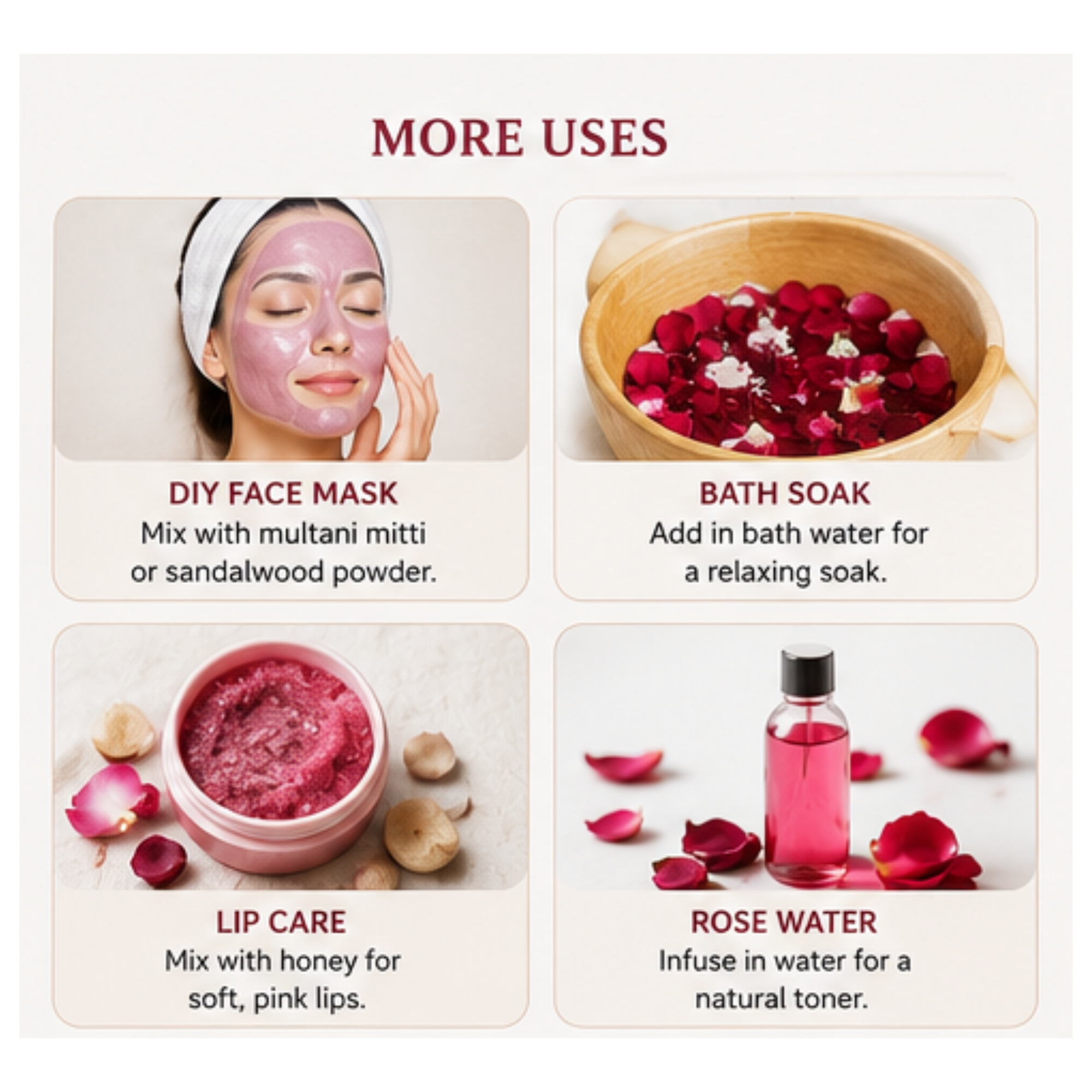 HerbPure Rose Petal Powder | 100% Pure & Natural Face Pack for Glowing Skin | 100g