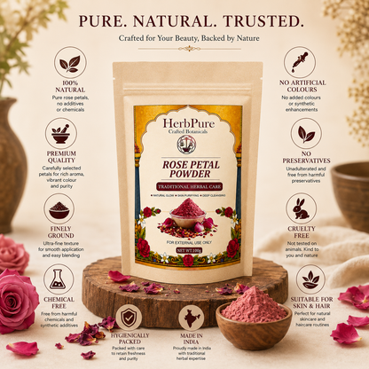 HerbPure Rose Petal Powder – 100% Pure & Natural